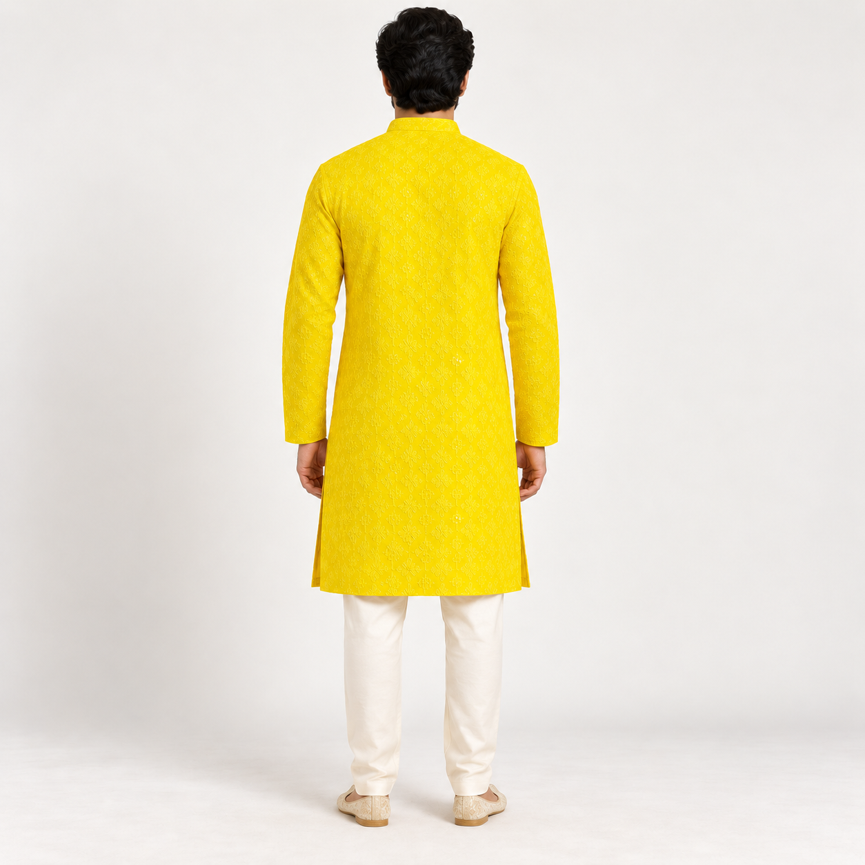 Bright Yellow Festive Kurta for Men - Image 3