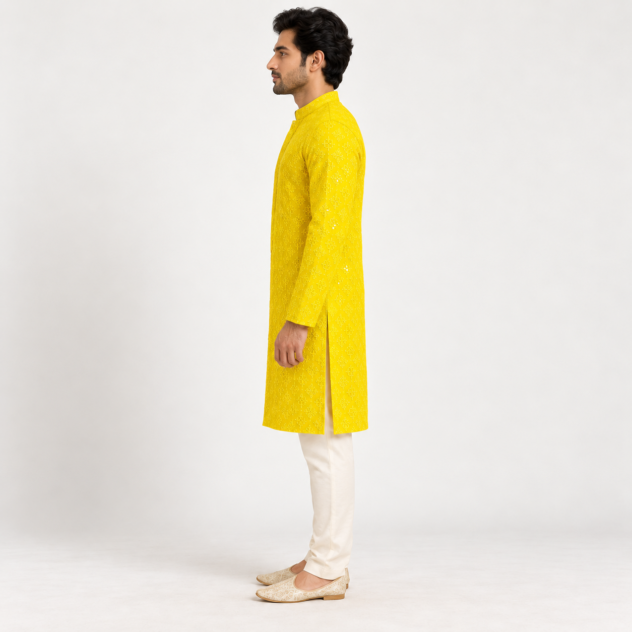 Bright Yellow Festive Kurta for Men - Image 2